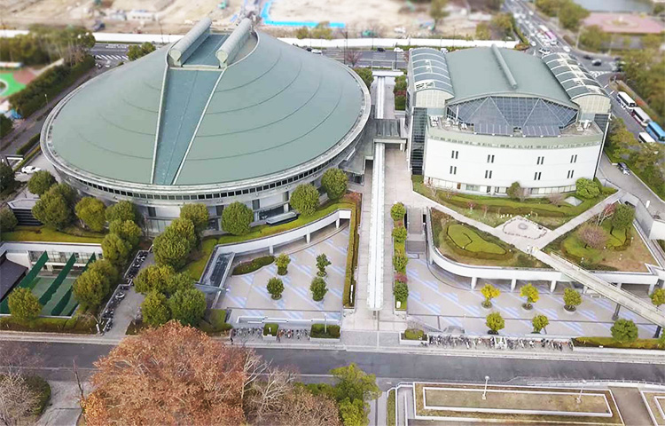 広島県立総合体育館（広島グリーンアリーナ） 空撮外観